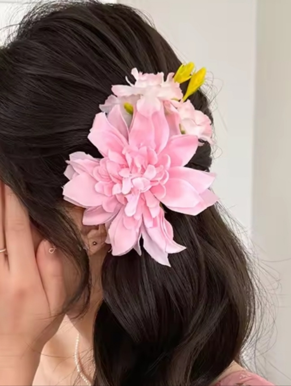 Brand New Handmade Pink Hawaii Flower Hair Clip Claw